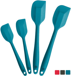 StarPack Basics Silicone Spatula Set (2 Small, 2 Large), High Heat Resistant to 480°F, Hygienic One Piece Design, Non Stick Rubber Cooking Utensil Set (Teal Blue)